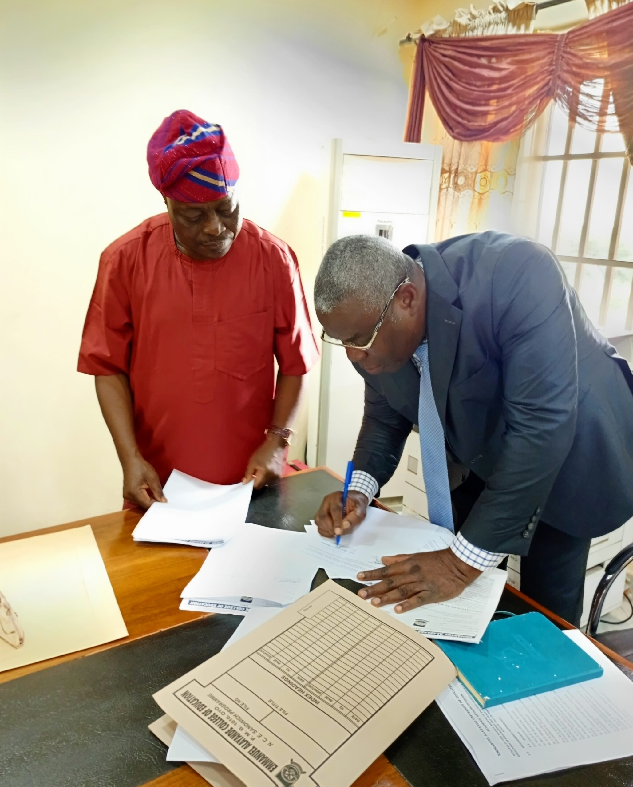 Change Of Guard: Eacoed Acting Provost, Aderemi Oyewo Officially Hands Over To Pioneer Vice Chancellor, Olanrewaju Olaniyan